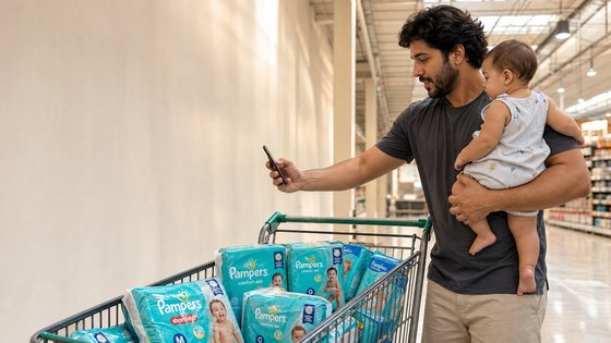 pampers-missao-abastecimento-pai-bebe-carrinho